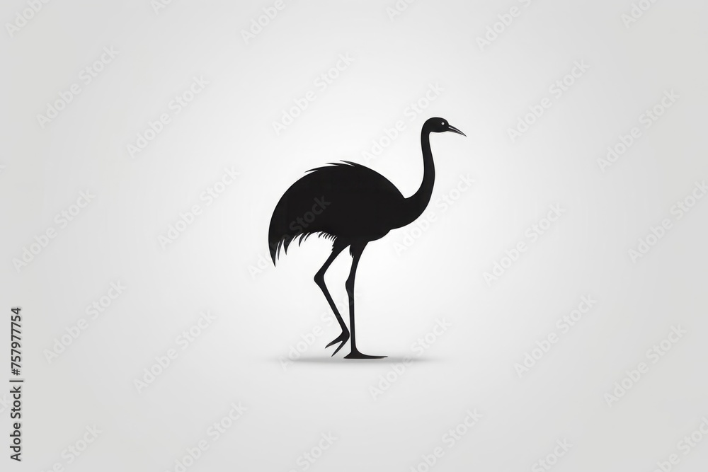 Simple minimalist logo design for ostrich