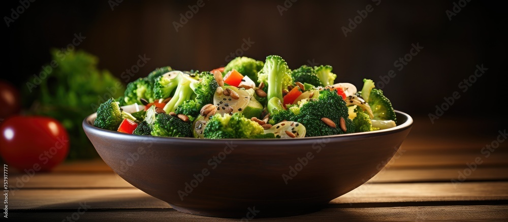 A Vibrant Array of Fresh Broccoli and Cherry Tomatoes in a Bowl, Healthy Eating Concept A Vibrant Array of Fresh Broccoli and Cherry Tomatoes in a Bowl, Healthy Eating Concept