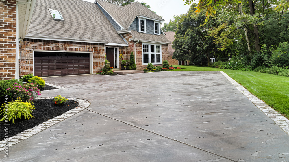 smooth concrete driveway in des moines iowa - obrazy, fototapety, plakaty 