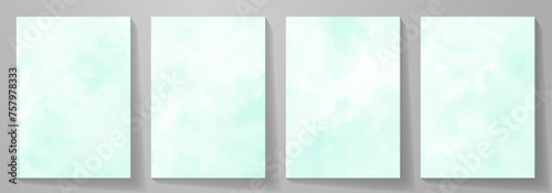 Green watercolor set vector texture background for poster, cover, flyer, cards. Hand drawn light green spring illustration for design. Summer abstract minimalistic background. Watercolor texture.