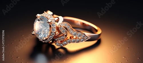 Glimmering Diamond Ring Showcasing Multiple Diamonds on a Dramatic Black Background