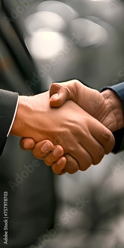 Confident handshake sealing a successful business deal
