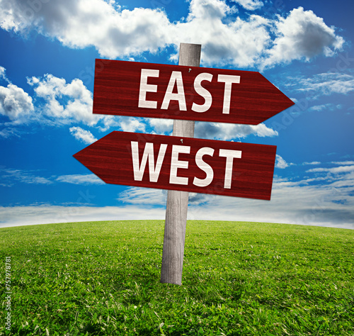 East and west choice showing strategy change or dilemmas