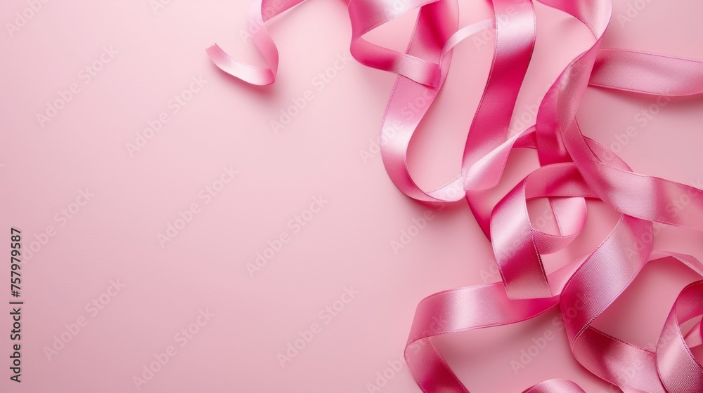 Pink ribbon on plain background Pink ribbon on plain background