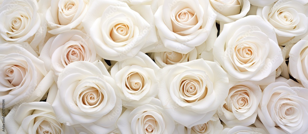 Elegant and Serene: A Bouquet of Stunning White Roses Blooming in Natural Light Elegant and Serene: A Bouquet of Stunning White Roses Blooming in Natural Light