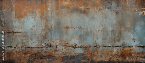 Weathered Rusty Wall Covered in Flaking Paint Peeling Off Exposing Raw Surface Texture