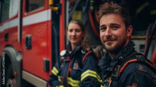 Closeup portrait of a team of firefighters