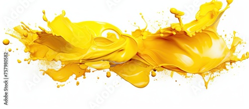 Vibrant Yellow Paint Splatter on Clean White Background for Artistic Projects