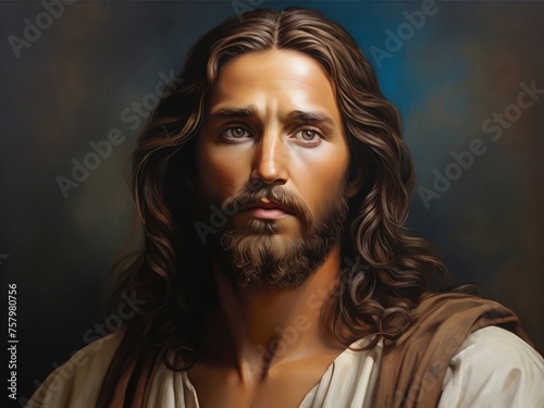 Jesus Christ on a golden background, close-up, 3d rendering