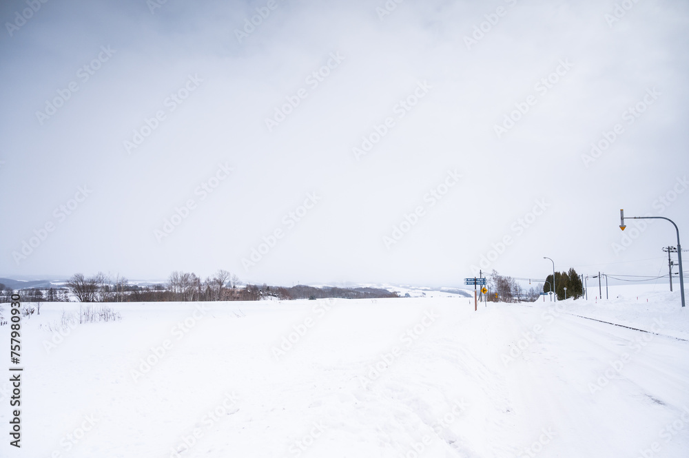 冬の北海道美瑛町の風景