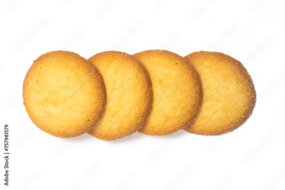 Group of danish butter cookies the country style cookie top view solated on white background clipping path Group of danish butter cookies the country style cookie top view solated on white background clipping path