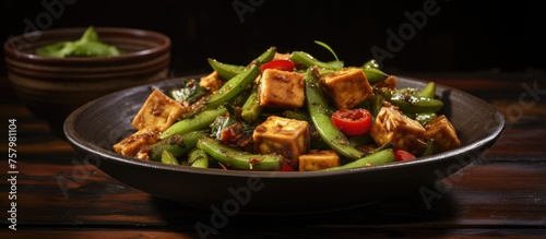 Healthy Vegan Meal with Fresh Tofu, Colorful Vegetables, and Nutritious Whole Grains