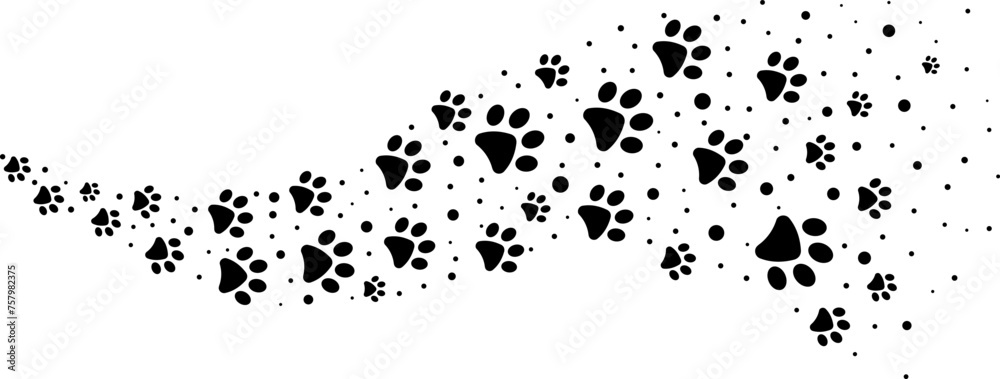 Paw prints wave decorative clip art, walking trail sign vector design, isolated Paw prints wave decorative clip art, walking trail sign vector design, isolated