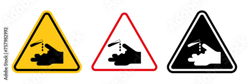 Acid and Corrosive Substance Warning. Danger Sign for Chemical Exposure. Hazard Alert for Corrosive Materials.