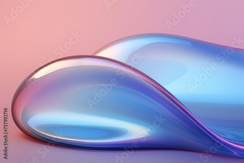 Minimalist holographic shapeless glass background with smooth forms