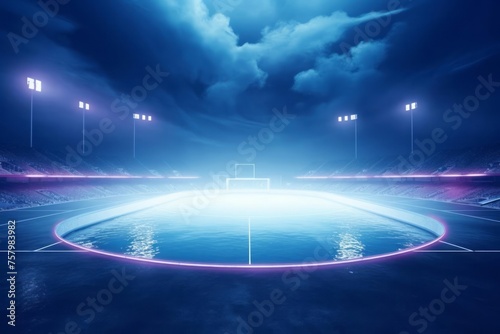 Sports pool with neon fog © DK_2020
