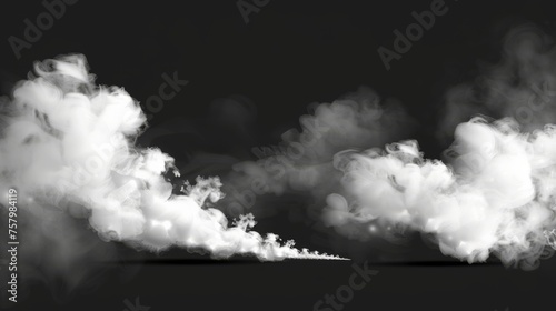 Modern realistic set of powder or fog spray, aerosol trail, splashes of blowing steam and white dust clouds isolated on transparent background.