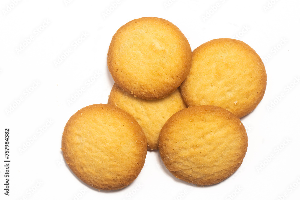 Group of danish butter cookies the country style cookie top view isolated on white background clipping path Group of danish butter cookies the country style cookie top view isolated on white background clipping path
