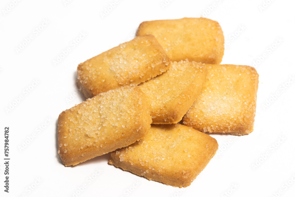 Group of danish butter cookies the finnish bread cookie isolated on white background clipping path