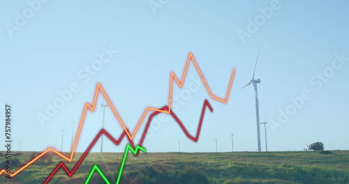 Image of data processing over wind turbines