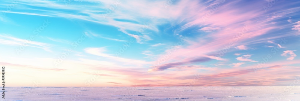 Spectacular and serene panoramic view of the mesmerizing colors of the sky at sunset Spectacular and serene panoramic view of the mesmerizing colors of the sky at sunset