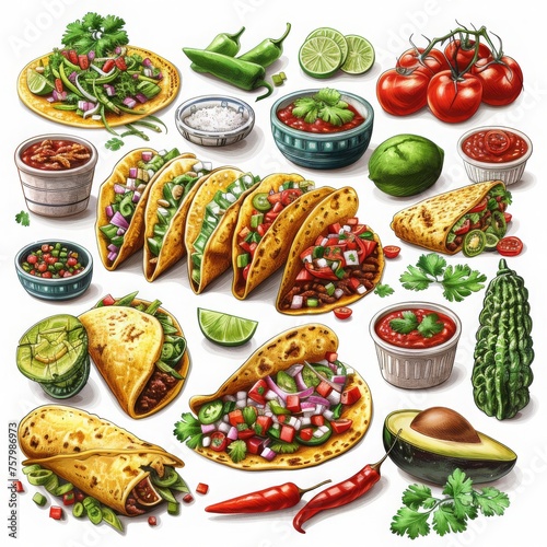 A Painting of Tacos, Salsa, and Guacamole