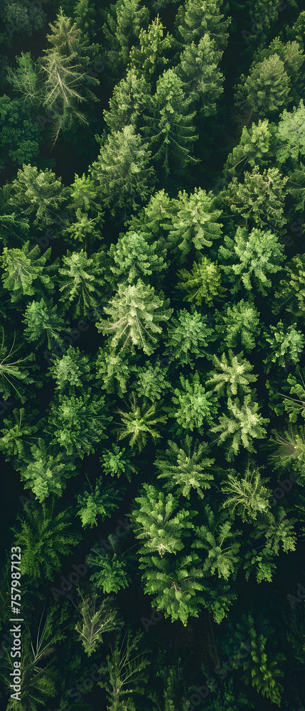 An aerial perspective of a dense evergreen coniferous forest with a variety of terrestrial plants, shrubs, and groundcover creating a lush green landscape An aerial perspective of a dense evergreen coniferous forest with a variety of terrestrial plants, shrubs, and groundcover creating a lush green landscape