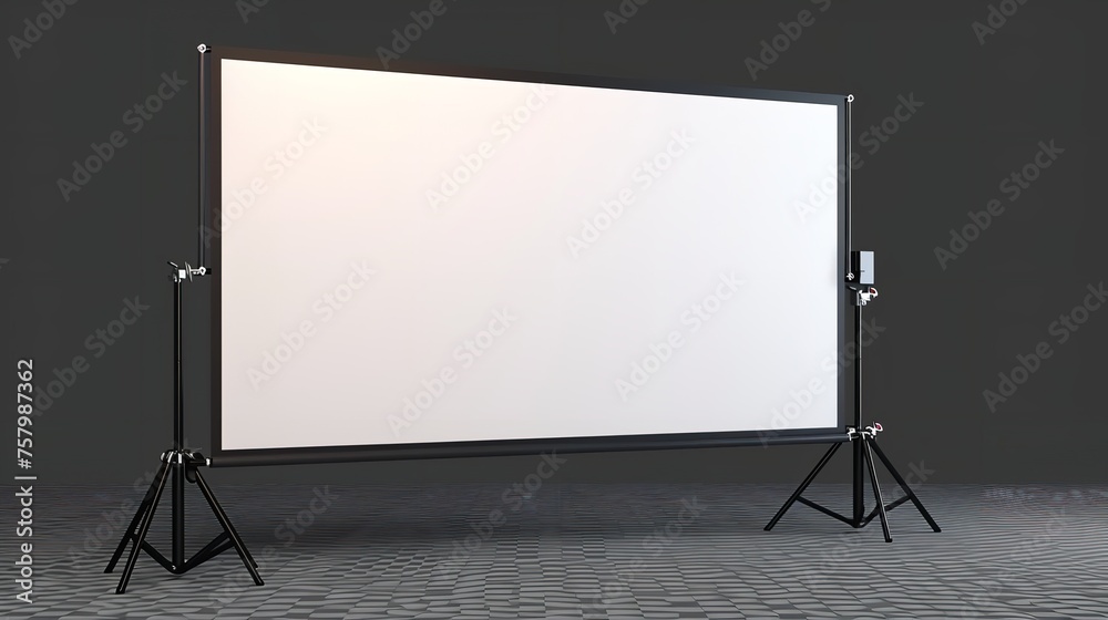 Freestanding Room Projector Screen Isolated on White