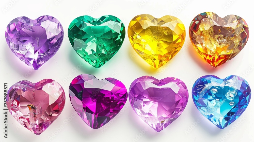 Artistic 3D vector illustration of heart made of colorful shining crystal glass Artistic 3D vector illustration of heart made of colorful shining crystal glass