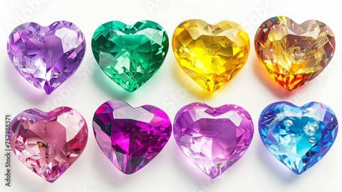 Artistic 3D vector illustration of heart made of colorful shining crystal glass