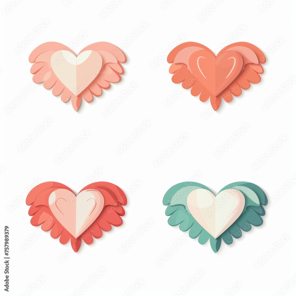 Artistic vector illustration of cute heart cartoon character