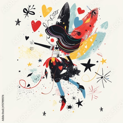 Cute cartoon character angel with wings