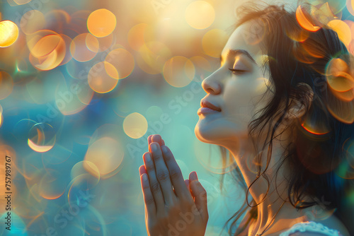 Innere Einkehr: Frau betet in spiritueller Andacht photo