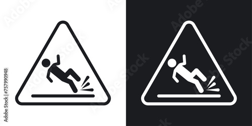 Slippery Ice Hazard Sign. Warning for Icy Conditions. Caution for Snow Slippery Surfaces.