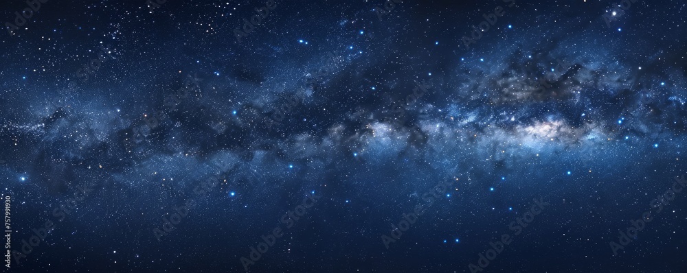 Obraz premium Milky Way panorama in a star-filled night sky, with celestial beauty.