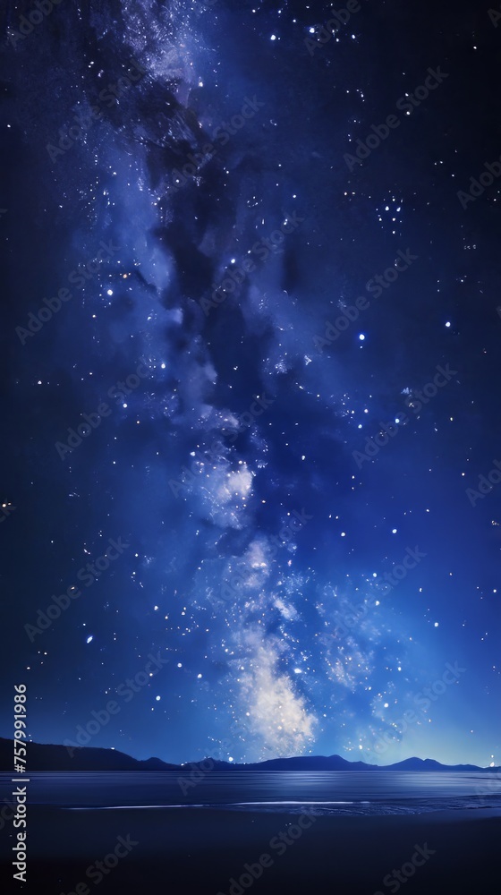 Milky Way panorama in a star-filled night sky, with celestial beauty.