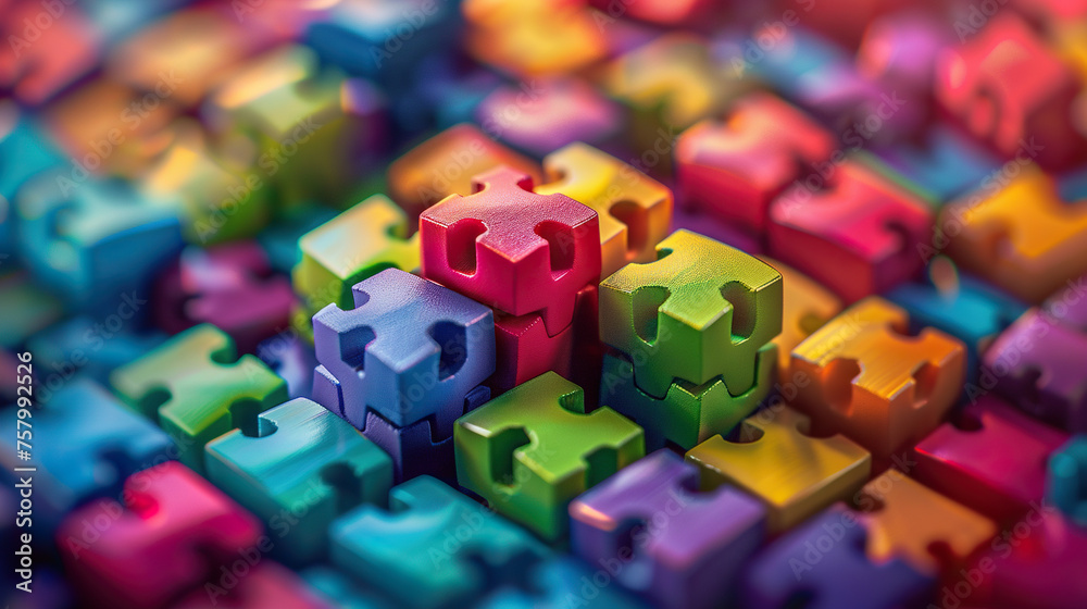 World autism awareness day card or banner, autistic colorful blocks wallpaper 