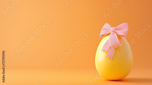 an easter egg with bow on orange background