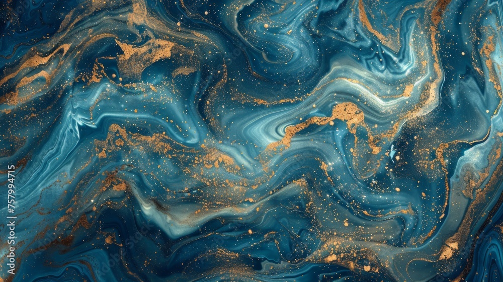 Blue and gold marble effect background. Blue and gold marble effect background.