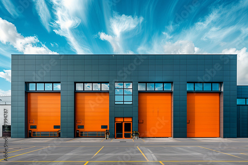 exterior of a commercial warehouse with roller doors, logistics center (1)