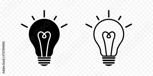Light bulb icon set isolated on transparent background