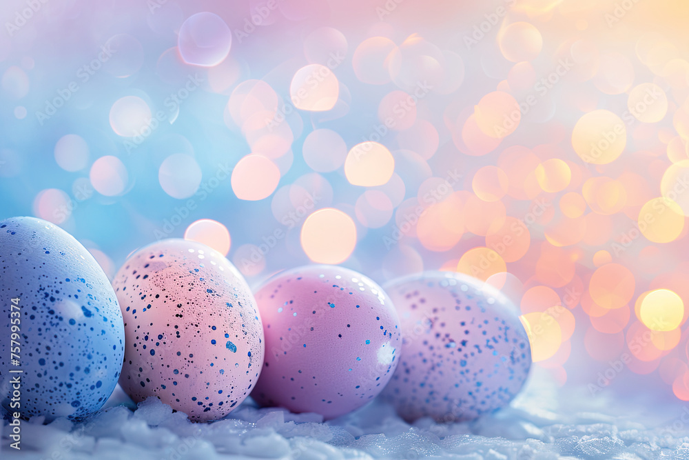 colorful easter eggs with bokeh lights colorful easter eggs with bokeh lights