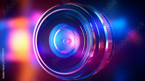 Camera lens with purple backlight