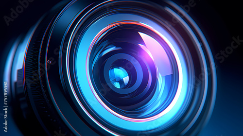 Camera lens with purple backlight photo