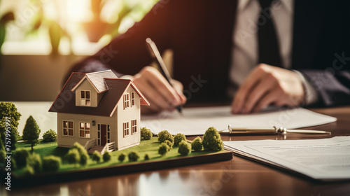 Navigating Mortgage Credit, Documents, and Contract Signing - Real Estate Architect's Guide to House Buying - Advertising Asset Illustration. photo