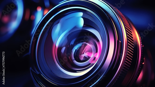 Camera lens with purple backlight