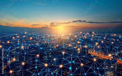 Global business internet network connection iot internet of things business intelligence concept 
