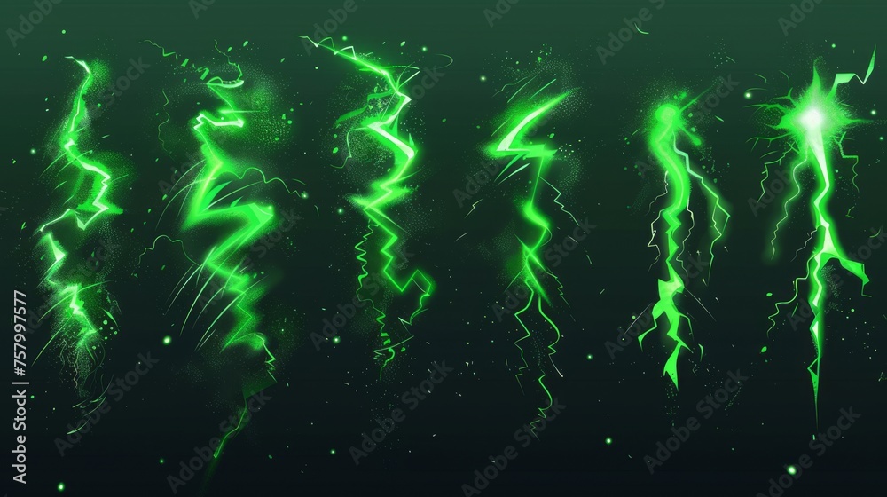 A set of magic sparking effects, electric impact effects, a modern ...