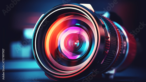 Camera lens with purple backlight