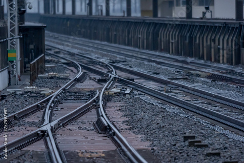 雨の新幹線のレール（Rainy Shinkansen rail）